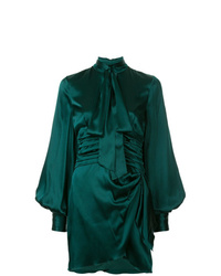 Robe droite plissée vert foncé