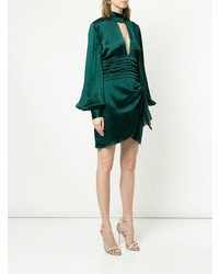 Robe droite plissée vert foncé Caroline Constas