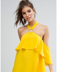 Robe en broderie anglaise jaune Asos