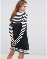 Robe en denim brodée noire Asos