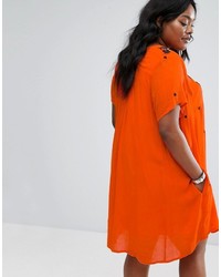 Robe en denim brodée orange Alice & You