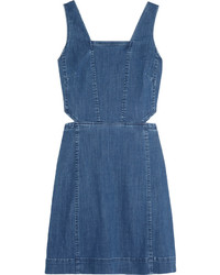 Robe en denim découpée bleue