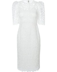 Robe en dentelle à fleurs blanche Dolce & Gabbana