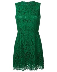 Robe en dentelle à fleurs vert foncé Dolce & Gabbana