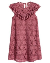 Robe en dentelle à volants fuchsia