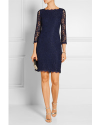 Robe en dentelle bleu marine Diane von Furstenberg