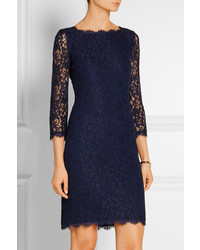 Robe en dentelle bleu marine Diane von Furstenberg