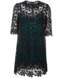 Robe en dentelle brodée noire Dolce & Gabbana