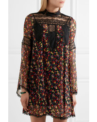 Robe en dentelle imprimée noire Anna Sui