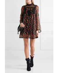 Robe en dentelle imprimée noire Anna Sui