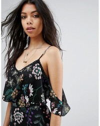 Robe en dentelle imprimée noire Boohoo