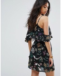 Robe en dentelle imprimée noire Boohoo