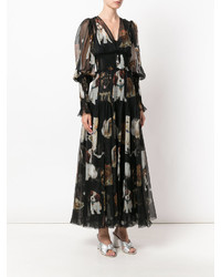 Robe en dentelle imprimée noire Dolce & Gabbana