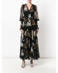 Robe en dentelle imprimée noire Dolce & Gabbana