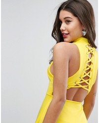 Robe en dentelle jaune Asos