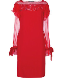 Robe en dentelle rouge Alberta Ferretti