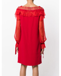 Robe en dentelle rouge Alberta Ferretti