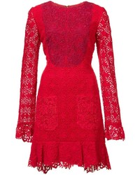 Robe en dentelle rouge Monique Lhuillier