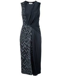 Robe en laine à chevrons noire