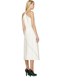 Robe en laine à rayures horizontales blanche Jil Sander