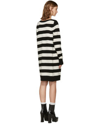 Robe en laine à rayures horizontales noire Marc Jacobs