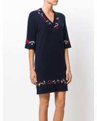 Robe en laine brodée bleu marine Love Moschino