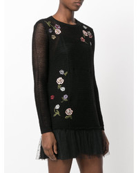 Robe en laine brodée noire RED Valentino