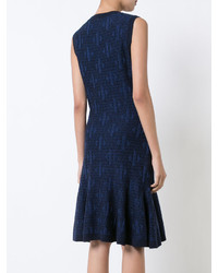 Robe en laine en tricot bleu marine Carolina Herrera