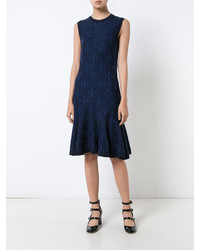 Robe en laine en tricot bleu marine Carolina Herrera