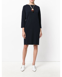 Robe en laine en tricot bleu marine Roberto Collina