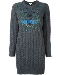 Robe en laine en tricot gris foncé