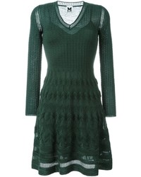 Robe en laine en tricot vert foncé