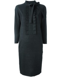 Robe en laine matelassée gris foncé