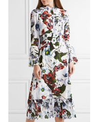 Robe en soie à fleurs blanche Erdem