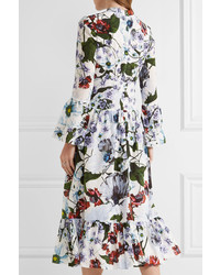 Robe en soie à fleurs blanche Erdem