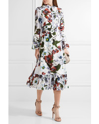 Robe en soie à fleurs blanche Erdem