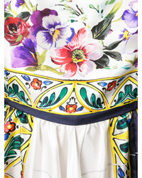 Robe en soie à fleurs blanche Dolce & Gabbana