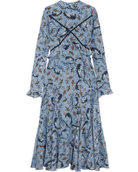 Robe en soie à fleurs bleu clair