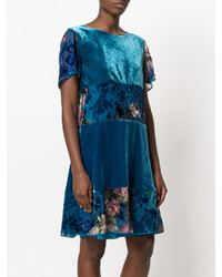 Robe en soie à fleurs bleu marine Alberta Ferretti