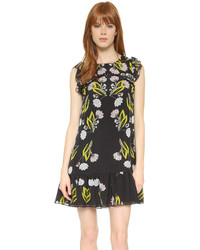 Robe en soie à fleurs noire Cynthia Rowley