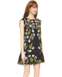 Robe en soie à fleurs noire Cynthia Rowley