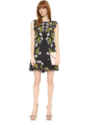 Robe en soie à fleurs noire Cynthia Rowley