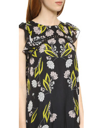 Robe en soie à fleurs noire Cynthia Rowley