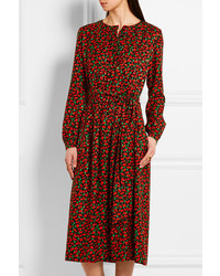 Robe en soie à fleurs rouge Vanessa Seward