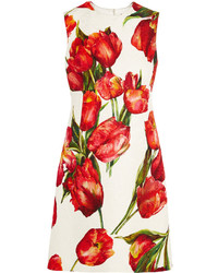 Robe en soie à fleurs rouge Dolce & Gabbana
