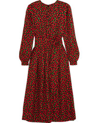 Robe en soie à fleurs rouge Vanessa Seward