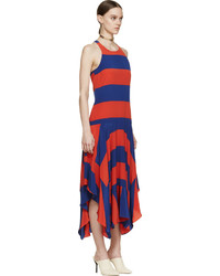 Robe en soie à rayures horizontales rouge Stella McCartney