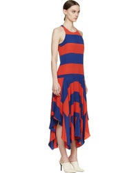 Robe en soie à rayures horizontales rouge Stella McCartney