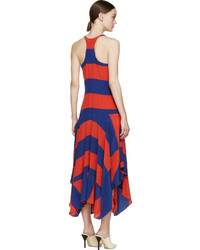 Robe en soie à rayures horizontales rouge Stella McCartney