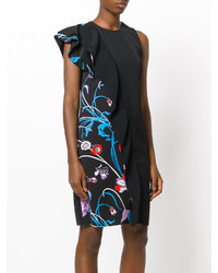 Robe en soie à volants noire Emilio Pucci